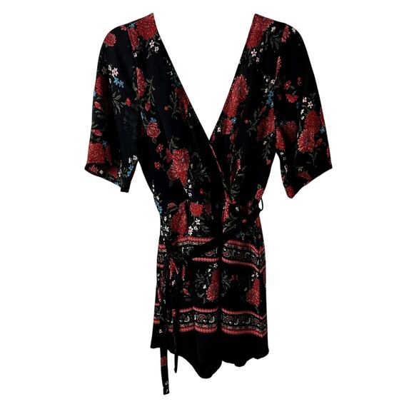 Nordstrom Row A Bohemian Print Romper Womens Size X Large XL Black Red Floral - Picture 3 of 4